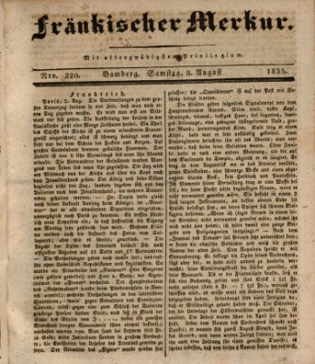 Fränkischer Merkur (Bamberger Zeitung) Samstag 8. August 1835