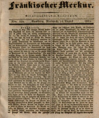 Fränkischer Merkur (Bamberger Zeitung) Mittwoch 12. August 1835