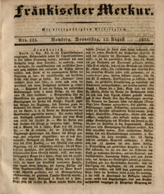 Fränkischer Merkur (Bamberger Zeitung) Donnerstag 13. August 1835