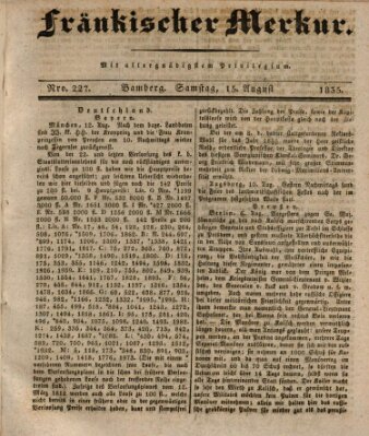 Fränkischer Merkur (Bamberger Zeitung) Samstag 15. August 1835