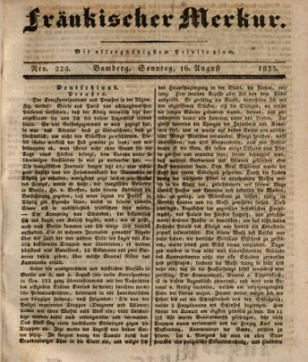 Fränkischer Merkur (Bamberger Zeitung) Sonntag 16. August 1835