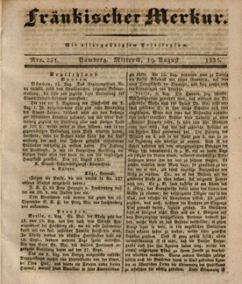 Fränkischer Merkur (Bamberger Zeitung) Mittwoch 19. August 1835