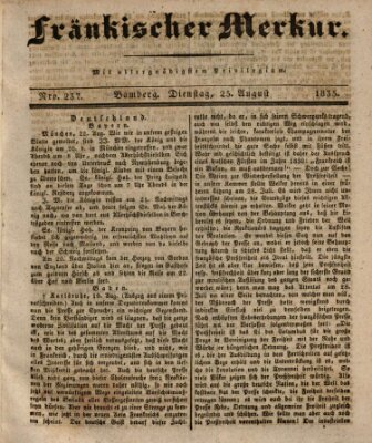 Fränkischer Merkur (Bamberger Zeitung) Dienstag 25. August 1835