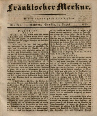 Fränkischer Merkur (Bamberger Zeitung) Samstag 29. August 1835