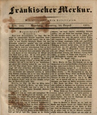 Fränkischer Merkur (Bamberger Zeitung) Sonntag 30. August 1835