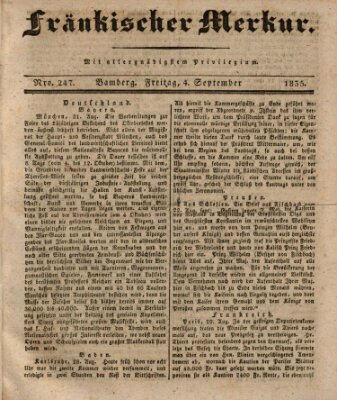 Fränkischer Merkur (Bamberger Zeitung) Freitag 4. September 1835