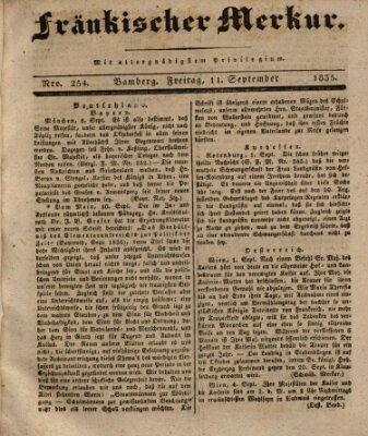 Fränkischer Merkur (Bamberger Zeitung) Freitag 11. September 1835