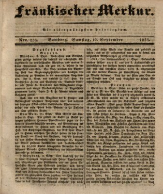 Fränkischer Merkur (Bamberger Zeitung) Samstag 12. September 1835