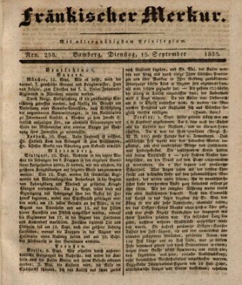 Fränkischer Merkur (Bamberger Zeitung) Dienstag 15. September 1835