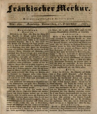 Fränkischer Merkur (Bamberger Zeitung) Donnerstag 17. September 1835