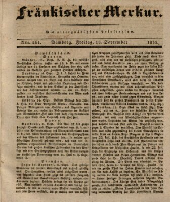 Fränkischer Merkur (Bamberger Zeitung) Freitag 18. September 1835