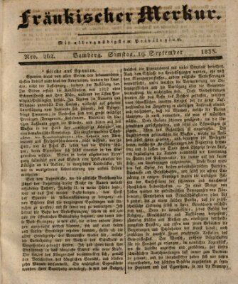 Fränkischer Merkur (Bamberger Zeitung) Samstag 19. September 1835