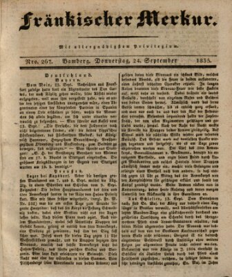 Fränkischer Merkur (Bamberger Zeitung) Donnerstag 24. September 1835