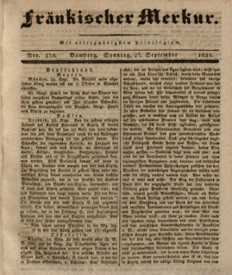 Fränkischer Merkur (Bamberger Zeitung) Sonntag 27. September 1835