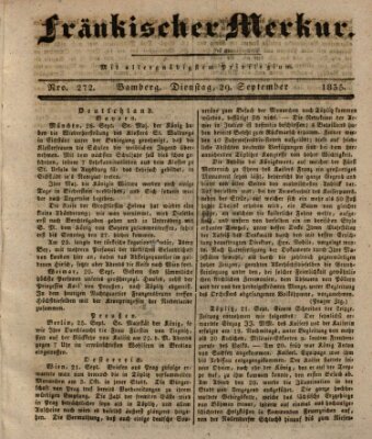 Fränkischer Merkur (Bamberger Zeitung) Dienstag 29. September 1835