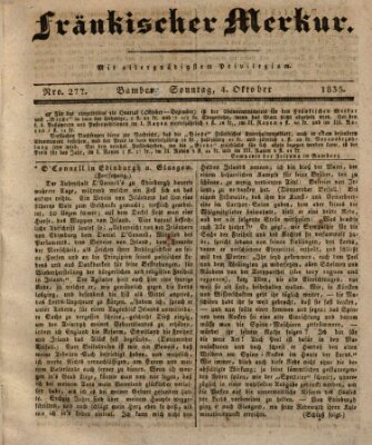 Fränkischer Merkur (Bamberger Zeitung) Sonntag 4. Oktober 1835