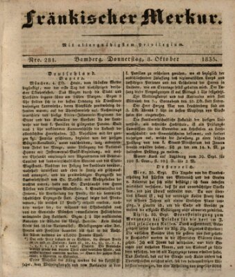 Fränkischer Merkur (Bamberger Zeitung) Donnerstag 8. Oktober 1835