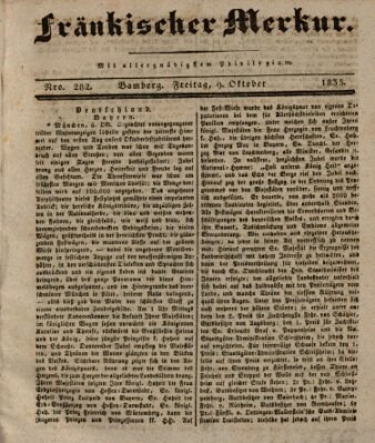 Fränkischer Merkur (Bamberger Zeitung) Freitag 9. Oktober 1835