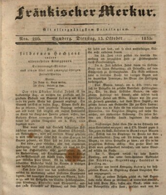 Fränkischer Merkur (Bamberger Zeitung) Dienstag 13. Oktober 1835