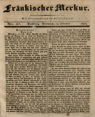 Fränkischer Merkur (Bamberger Zeitung) Mittwoch 14. Oktober 1835