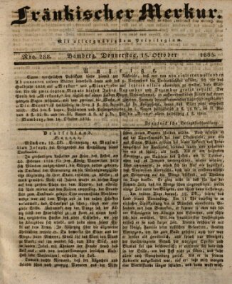 Fränkischer Merkur (Bamberger Zeitung) Donnerstag 15. Oktober 1835