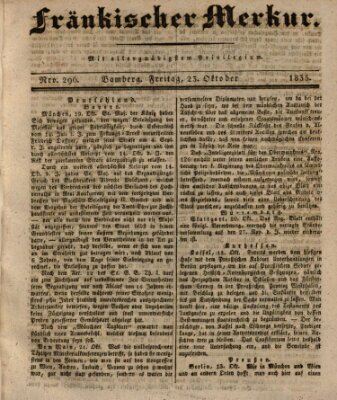 Fränkischer Merkur (Bamberger Zeitung) Freitag 23. Oktober 1835