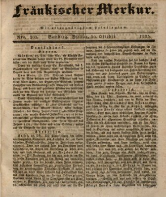 Fränkischer Merkur (Bamberger Zeitung) Freitag 30. Oktober 1835