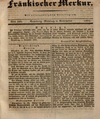 Fränkischer Merkur (Bamberger Zeitung) Montag 2. November 1835