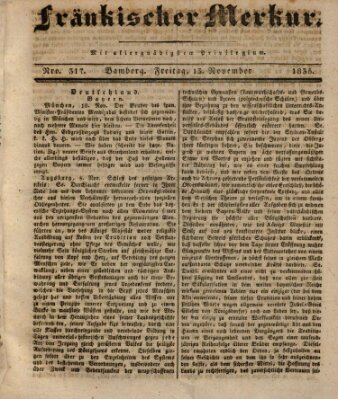 Fränkischer Merkur (Bamberger Zeitung) Freitag 13. November 1835