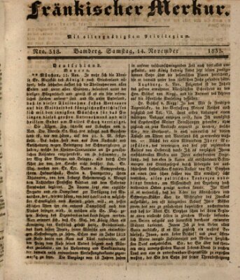 Fränkischer Merkur (Bamberger Zeitung) Samstag 14. November 1835