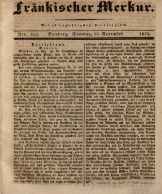 Fränkischer Merkur (Bamberger Zeitung) Sonntag 15. November 1835