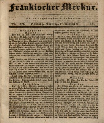 Fränkischer Merkur (Bamberger Zeitung) Dienstag 17. November 1835