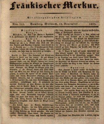 Fränkischer Merkur (Bamberger Zeitung) Mittwoch 18. November 1835