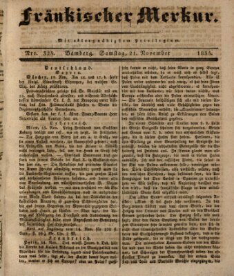 Fränkischer Merkur (Bamberger Zeitung) Samstag 21. November 1835