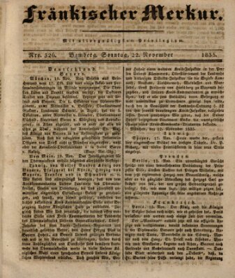 Fränkischer Merkur (Bamberger Zeitung) Sonntag 22. November 1835