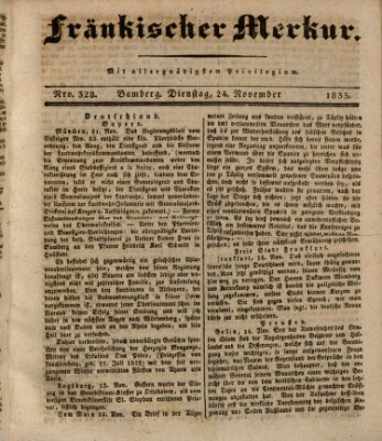 Fränkischer Merkur (Bamberger Zeitung) Dienstag 24. November 1835