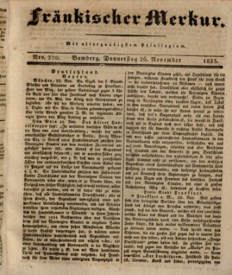 Fränkischer Merkur (Bamberger Zeitung) Donnerstag 26. November 1835