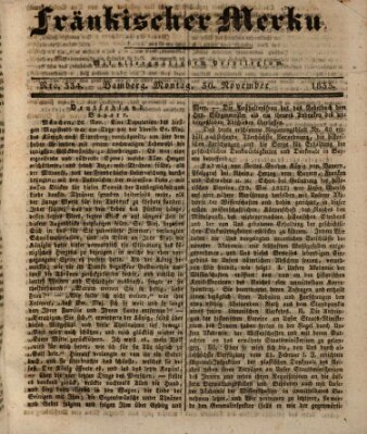 Fränkischer Merkur (Bamberger Zeitung) Montag 30. November 1835