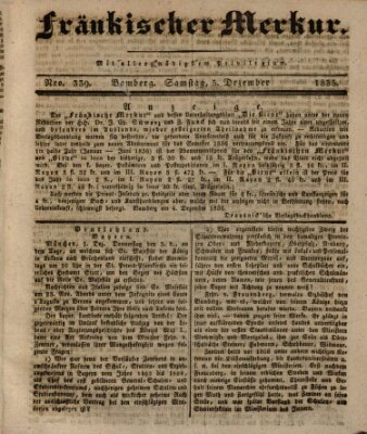 Fränkischer Merkur (Bamberger Zeitung) Samstag 5. Dezember 1835