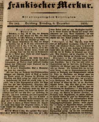 Fränkischer Merkur (Bamberger Zeitung) Dienstag 8. Dezember 1835