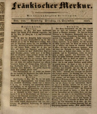 Fränkischer Merkur (Bamberger Zeitung) Dienstag 15. Dezember 1835