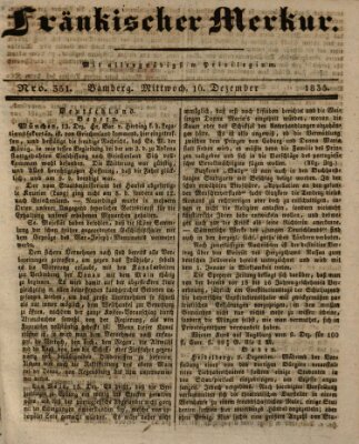 Fränkischer Merkur (Bamberger Zeitung) Mittwoch 16. Dezember 1835