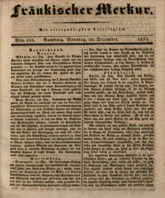 Fränkischer Merkur (Bamberger Zeitung) Sonntag 20. Dezember 1835