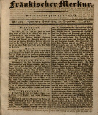 Fränkischer Merkur (Bamberger Zeitung) Donnerstag 24. Dezember 1835