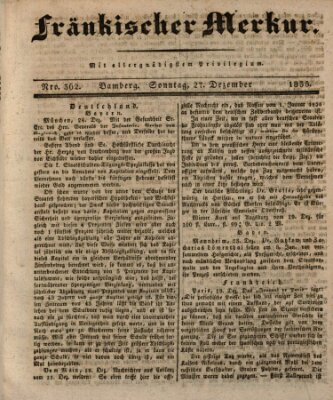 Fränkischer Merkur (Bamberger Zeitung) Sonntag 27. Dezember 1835