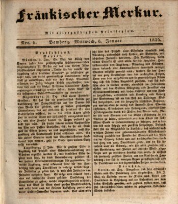 Fränkischer Merkur (Bamberger Zeitung) Mittwoch 6. Januar 1836