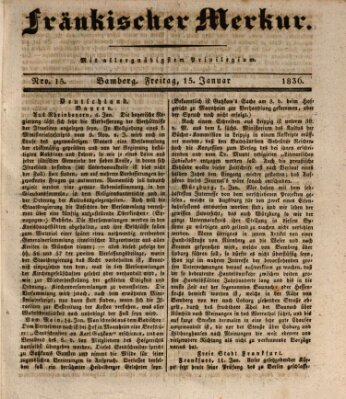 Fränkischer Merkur (Bamberger Zeitung) Freitag 15. Januar 1836