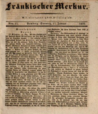 Fränkischer Merkur (Bamberger Zeitung) Sonntag 17. Januar 1836