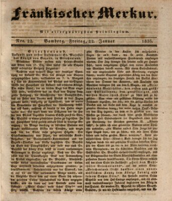 Fränkischer Merkur (Bamberger Zeitung) Freitag 22. Januar 1836