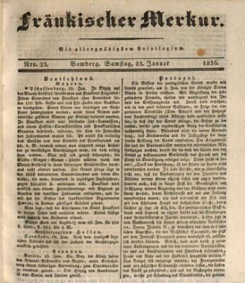 Fränkischer Merkur (Bamberger Zeitung) Samstag 23. Januar 1836